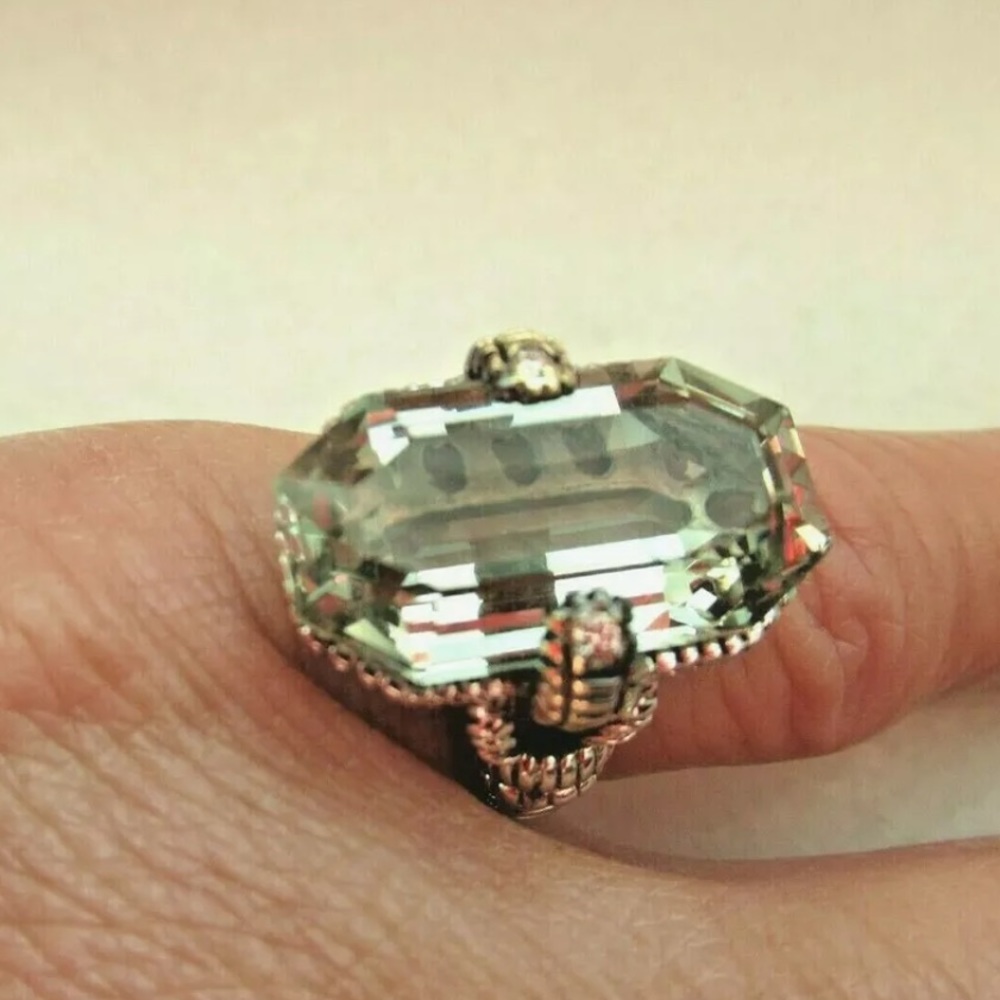 ❤️ Judith Ripka JR TWO 18K 925 Green Prasiolite (Green Amethyst) Diamond Ring - Picture 2 of 13